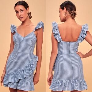 The Fifth Label Pinstripe Ruffle Dress